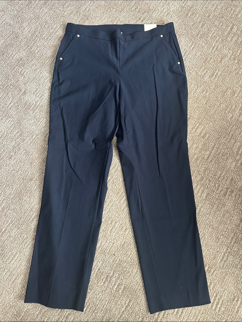 Anne Klein Navy Ankle-Length Straight-Leg Pants